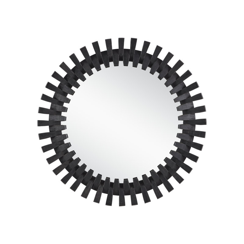 Diza Round Wall Mirror, Black