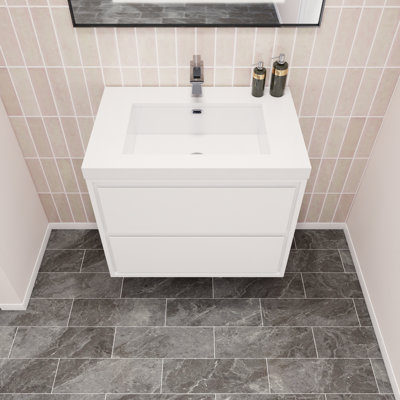 Azden 30" W Wall-Mounted Single Bathroom Vanity Set