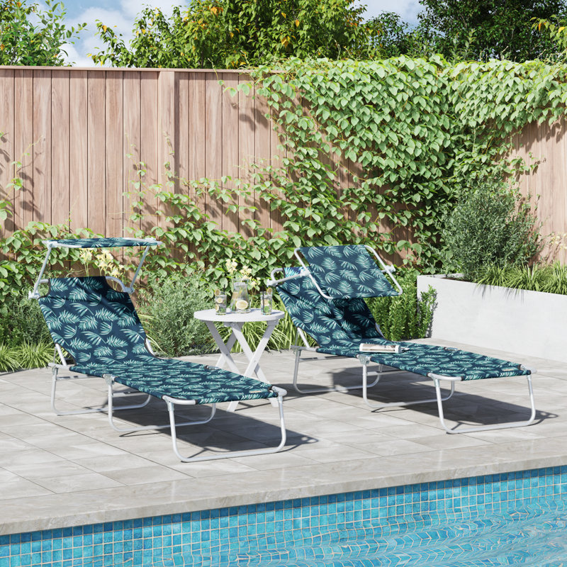 vidaXL Folding Sun Lounger with Canopy Outdoor Daybed Sunbed Steel and Fabric
