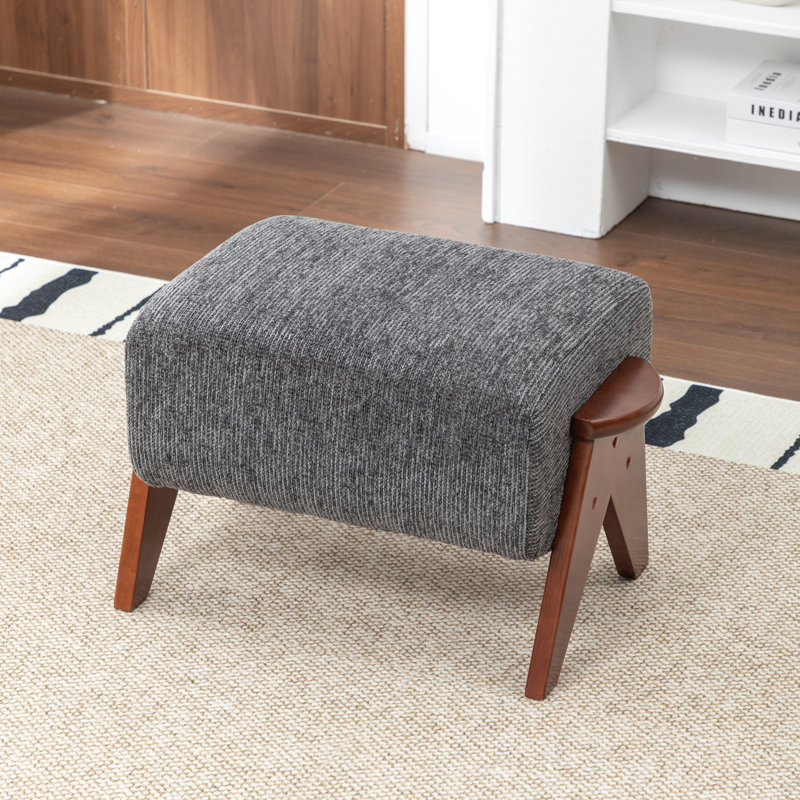 Karsen Upholstered Bench with Solid Wood Leg, Dark Gray