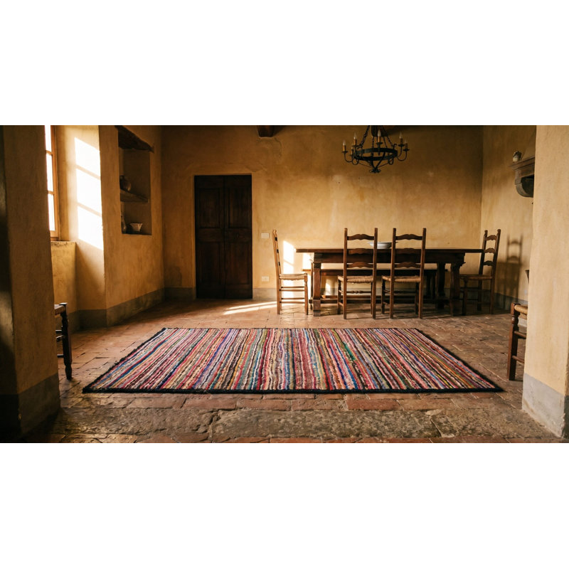 Antique American Hooked Allover Geometric Rug