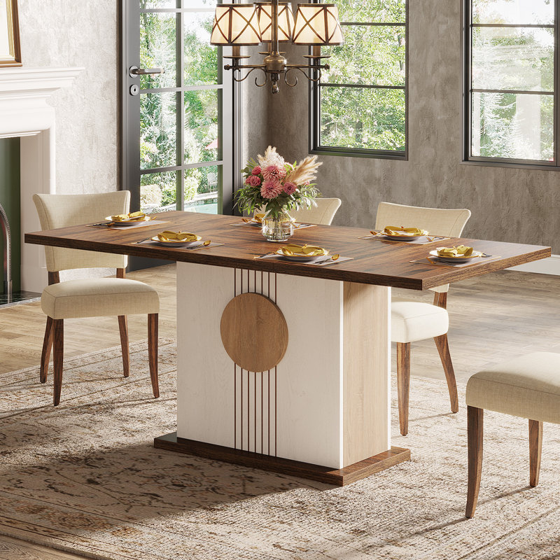 Courtany Dining Table, White/Brown