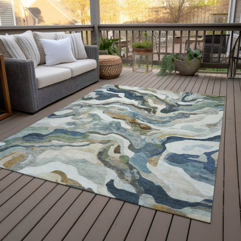 Machine Washable Indoor/Outdoor Oden ACN2162 Modern Rug, Rectangle 10 pi x 14 pi