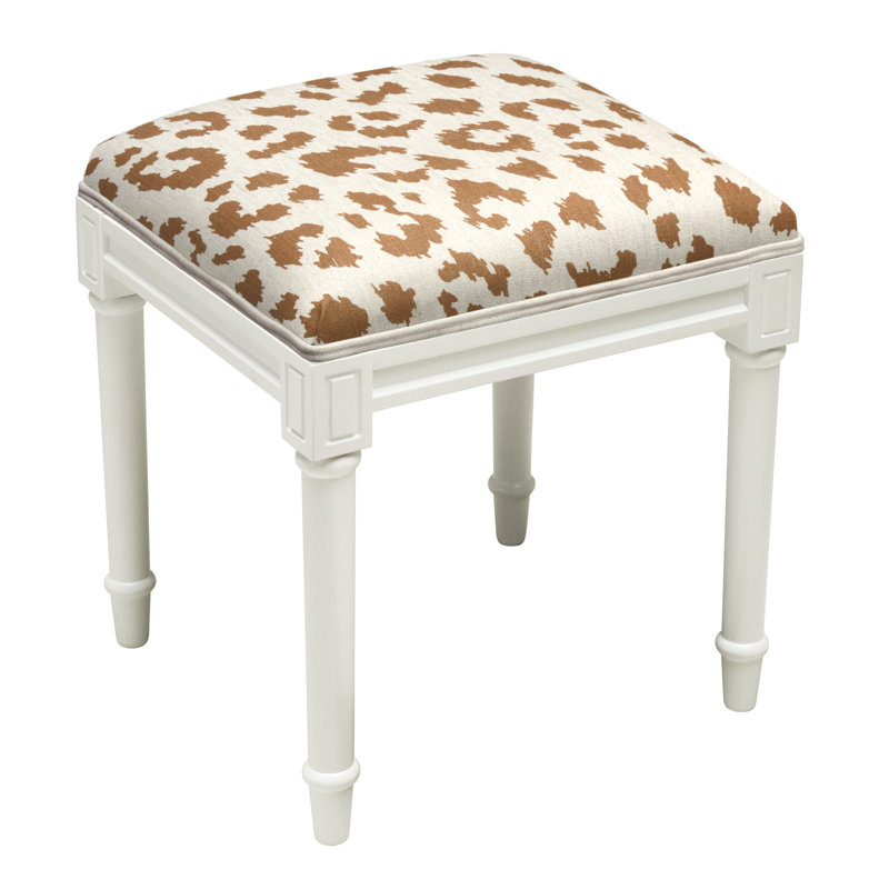 Tabouret de coiffeuse en bois massif Mulvihill, Caramel