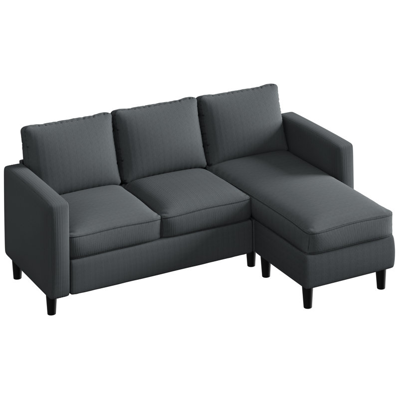 73.6" Upholstered Sofa, Dark Gray