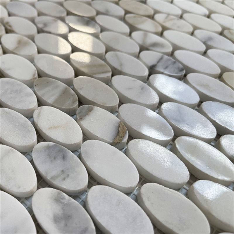 Calacatta 12" x 12" Marble Mosaic Tile, White/Gray