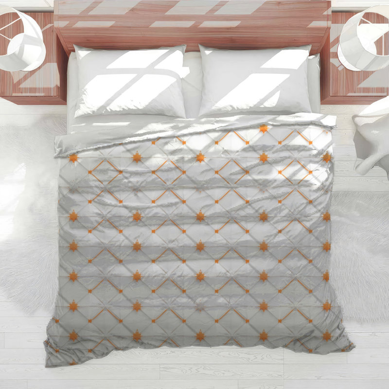 Orange Star Pattern Comforter, Queen