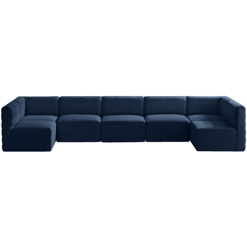 Enso Velvet U-Shaped Sectional Reversible, Navy Velvet