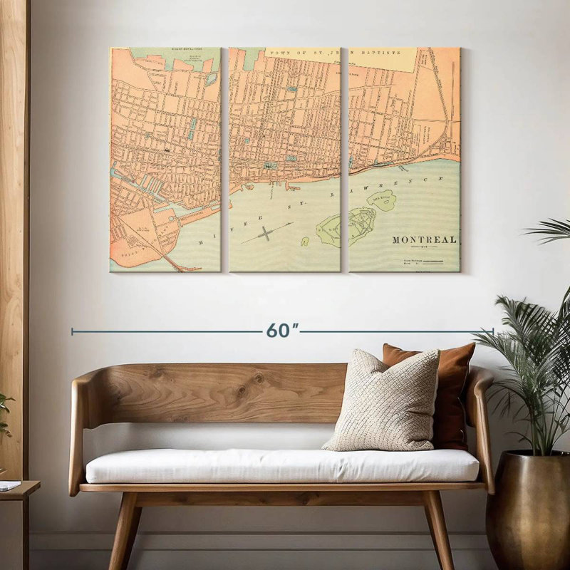 Map Of Montreal, 32" H x 50" W