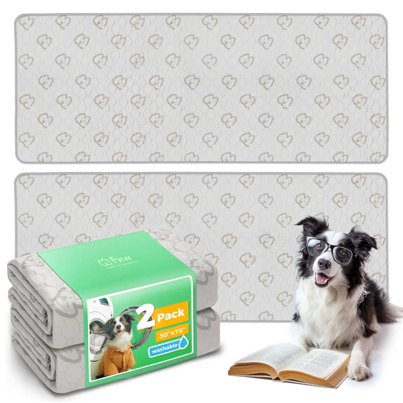 Protège-patins lavables pour chiens, antidérapants et antidérapants, spécialement conçus pour l'entraînement à la propreté, rectangulaire de 30 po x 75 po, kaki, 2 paquets
