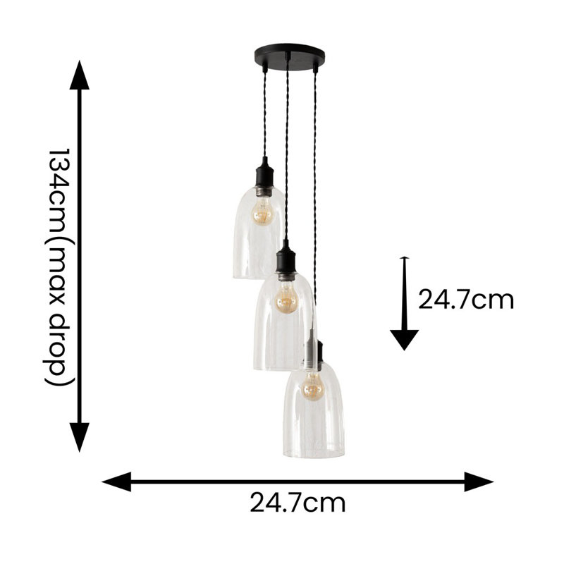 3 - Light Pendant, Matte Black, Silver