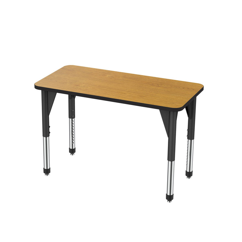 Table d'activité rectangulaire à hauteur réglable Premier Series, H 31 po x L 48 po x l 24 po, Noir, Chêne solaire