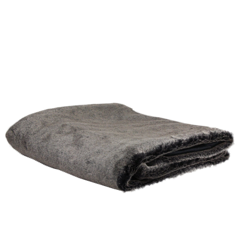Charcoal Gray Luxurious Faux Fur 50" x 60" Throw Blanket
