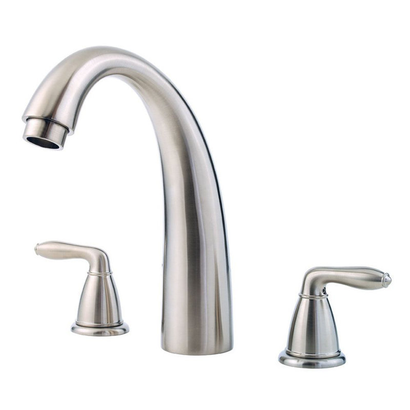 Garniture de robinet de baignoire romaine à fixation sur plateau à poignées doubles Serrano, Nickel brossé