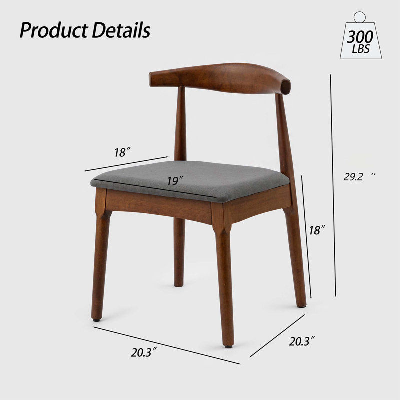 Ensemble de 2 chaises Mid-Century, Tissu gris, Noyer