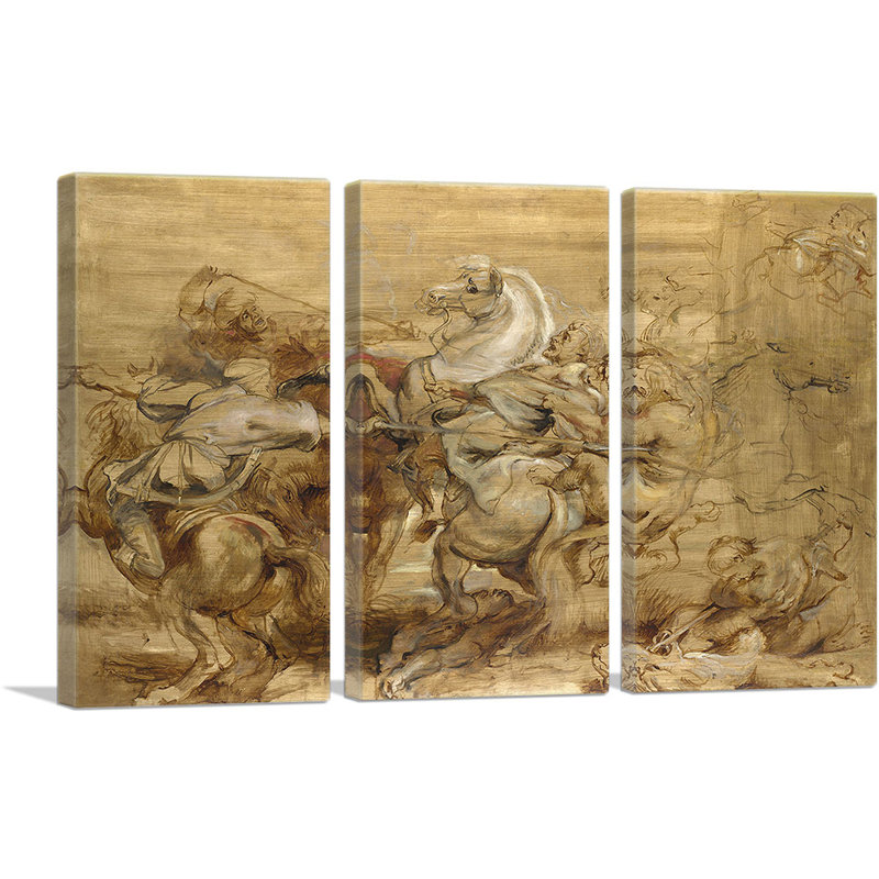«Sketch for the Lion Hunt 1615» par Peter Paul Rubens - ensemble de 3 reproductions d'art sur toile tendue