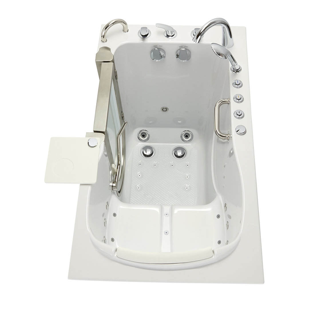 Ella Royal 32"x52" Acrylic Air and Hydro Massage and Heated Seat Walk-In Bathtub, 5 Piece Fast Fill Faucet, 2" Dual Drain Ella Walk In Baths Drain