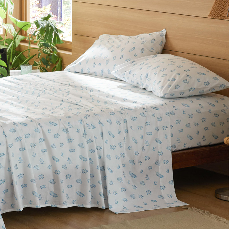 Bedsur Soft Flower Percale Sheets, King Sheet Set with 2 Pillowcases