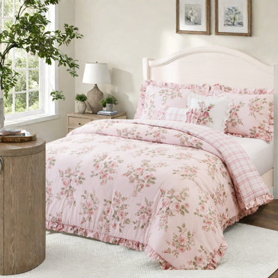 Ensembles de literie 1 pièce, ensemble en microfibre à volants floraux pour chambre à coucher, lit double/queen