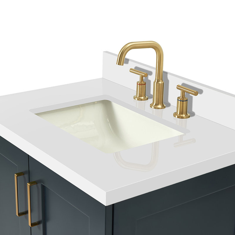 31 IN.  Single Bathroom Vanity, Rectangle, Midnight Blue, Carrara Quartz