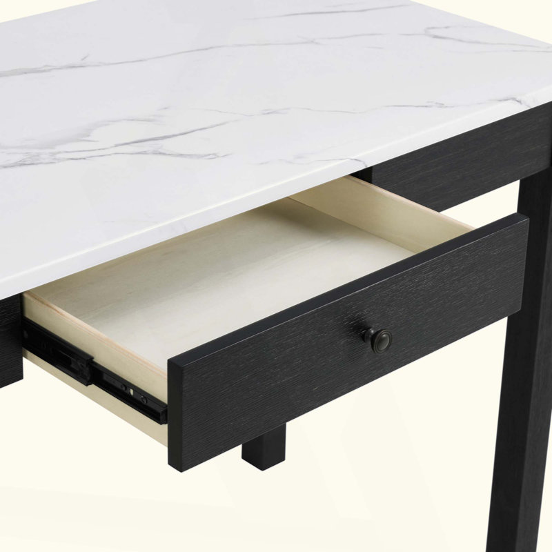 Bureau moderne en faux marbre avec tiroir de rangement intégré