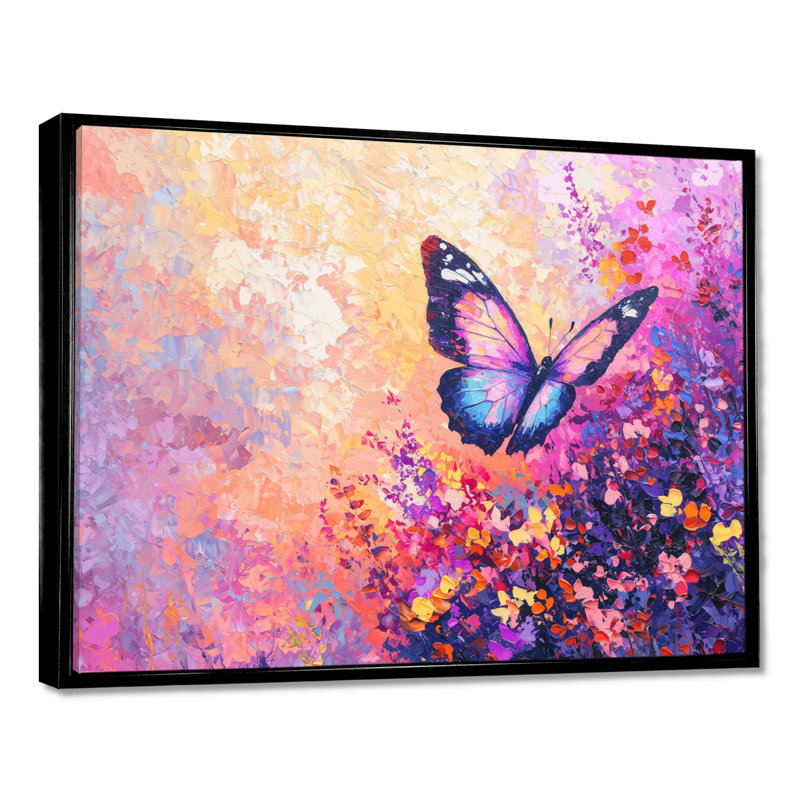 Floral, papillon, délicates ailes I - salon d'art mural papillon, H 34 po x l 44 po, Noir