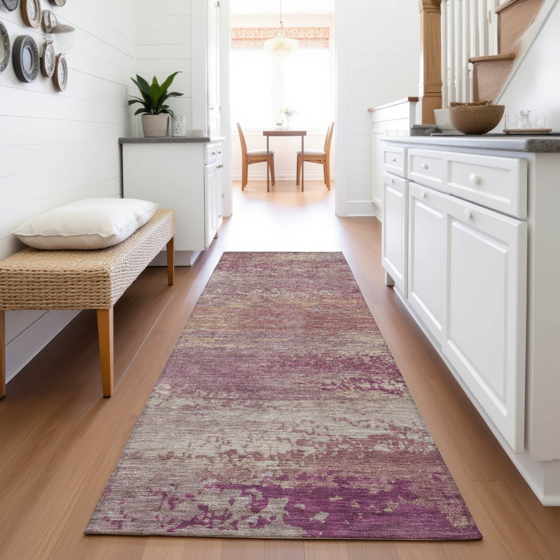 Tapis intérieur / extérieur abstrait Xhevrie, Tapis de couloir 2 pi 3 po x 7 pi 6 po