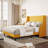 Bowdoin Modern Linen Upholstered Wingback Platform Bed with Wooden Slats-47617075-47617074