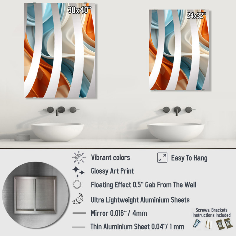 Dunnom - Miroir mural fractal abstrait, 32 po x 24 po