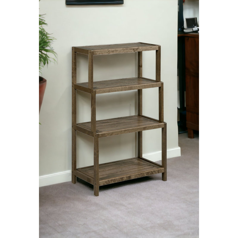 Bernardston Solid Wood Four Tier Step Bookcase, Antique Chestnut, (4 Shelves) 42.25" H x 14.75" W x 12" D
