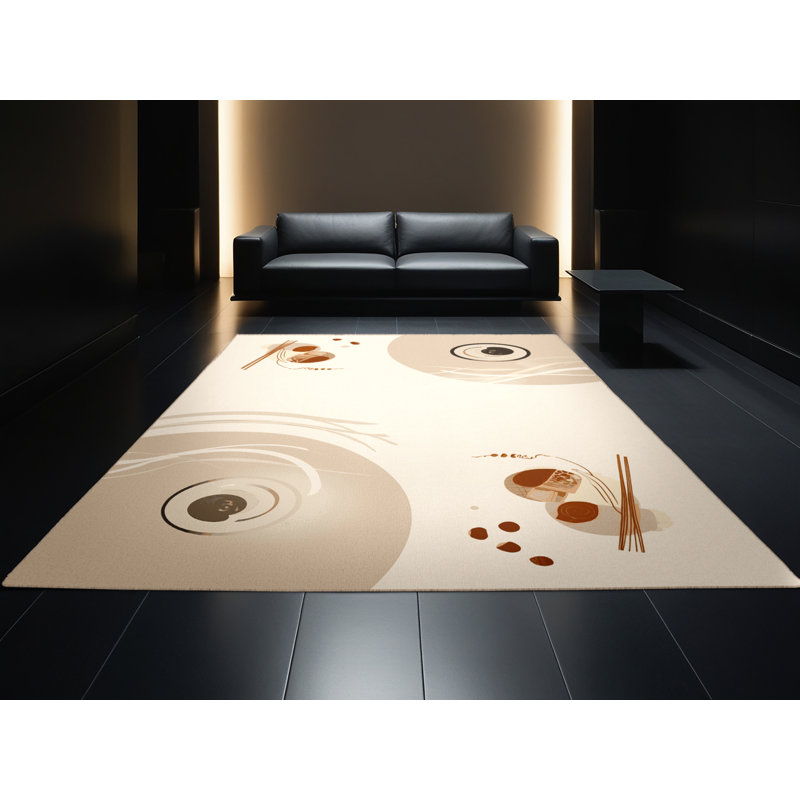 Tapis beige moelleux et moelleux doux et moelleux Cbubourn Shabu Shabu, 7 x 9