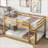 Twin Over Twin Solid Rubber Wood Bunk Bed with Ladder - No Box Spring Needed, Natural Finish for Bedroom-815149235