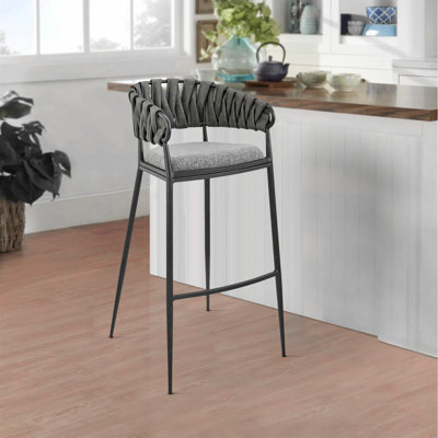 Tabouret de bar à hauteur de comptoir en métal gris mat contemporain K central