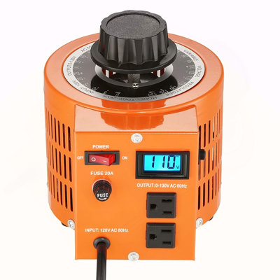 2000VA Auto Variable Voltage Transformer, 15.3 Amp, 110V Input 0-130V Output AC Voltage Regulator, with LCD Display 4 Extra Fuses Thermal Control Switch for Home Industrial Office