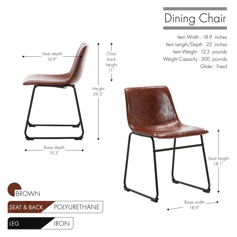 Chaise rembourrée en polyuréthane, Brun