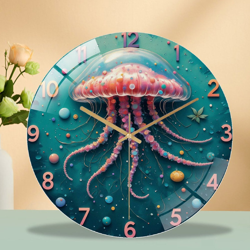High Precision Silent Quartz Wall Clock with Modern Design Art - 12'' Modern Glass Wall Clock