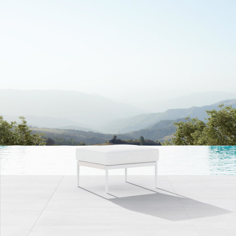 Catalina Outdoor Ottoman with Cushion, Matte White Frame/Cloud Cushion