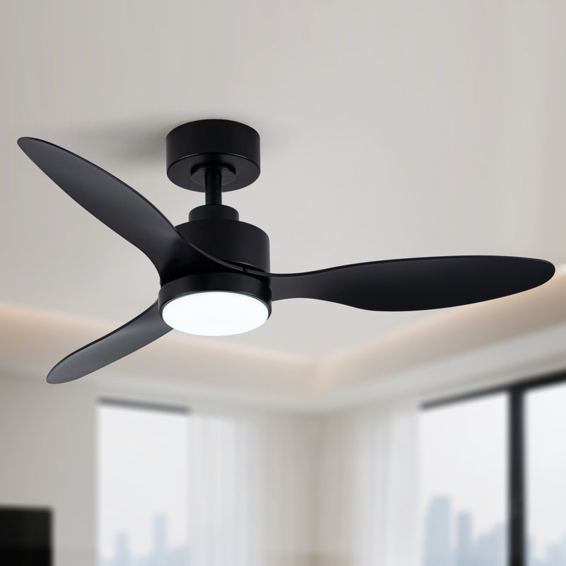 42 in. Black Low Profile Standard Ceiling Fan with Light, App & Remote Control