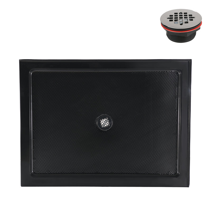 Base de douche en acrylique noir brillant avec drain central 48 "x 36" Streamline NT-2242-48BL-CR Stream, drain inclus