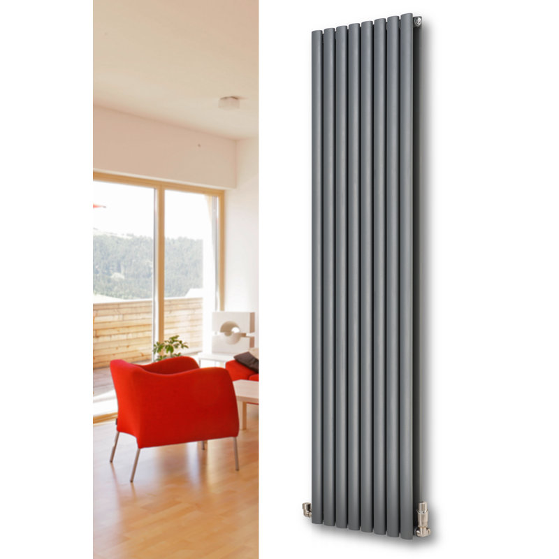 Angela Vertical Designer Radiator, Anthracite, 180cm H x 41cm W x 10.2cm D