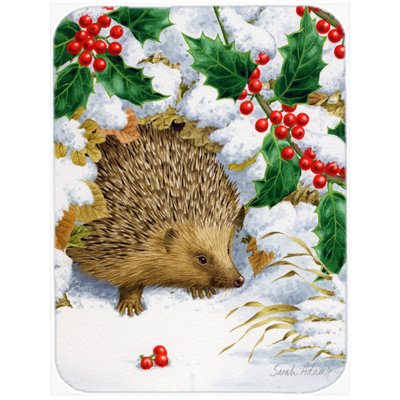 Caroline's Treasures Hedgehog and Holly Glass Cutting Board