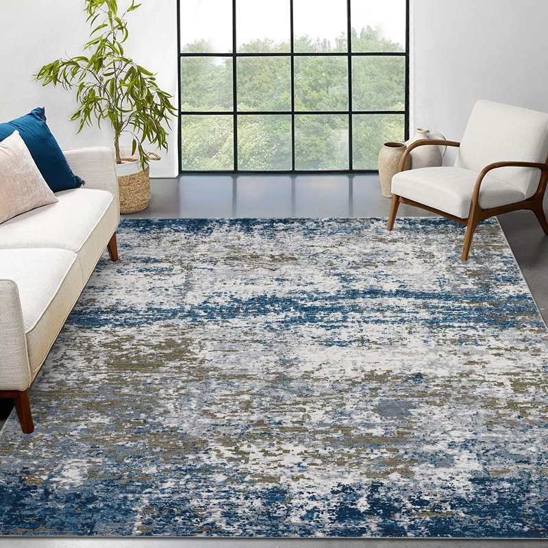 Abstract Style Area Rugs for Living Room Foldable Soft Distressed Rug Washable Rugs for Living Room Bedrooms Playroom Office Kitchen Mordern Non-Slip Rug