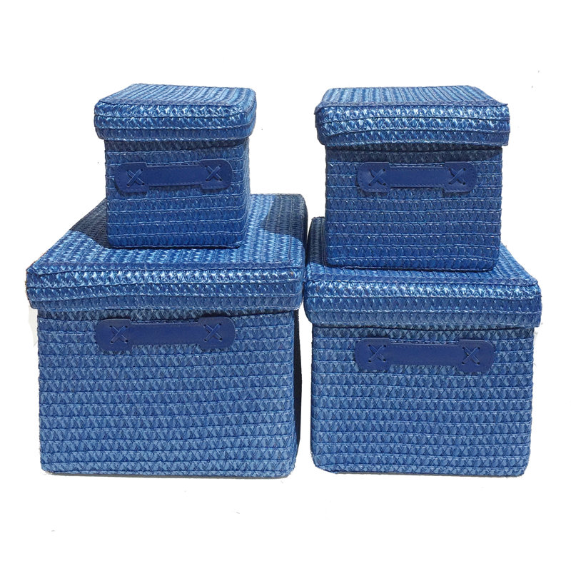 Symple Stuff Fabric Decorative Basket, 17cm H x 23cm W x 18cm D, Blue
