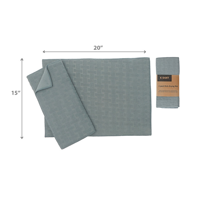 Tapis de vaisselle en microfibre 2 pièces, Gris clair