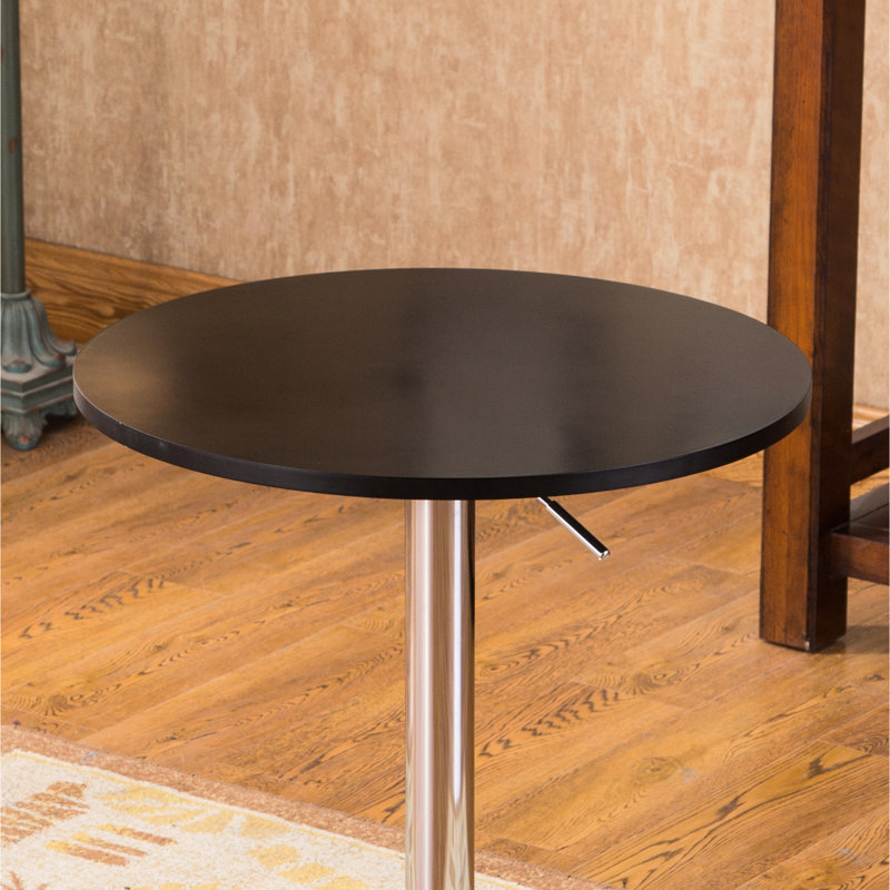 Table moderne à hauteur réglable en bois et en métal noir - base cylindrique de 24 po de largeur