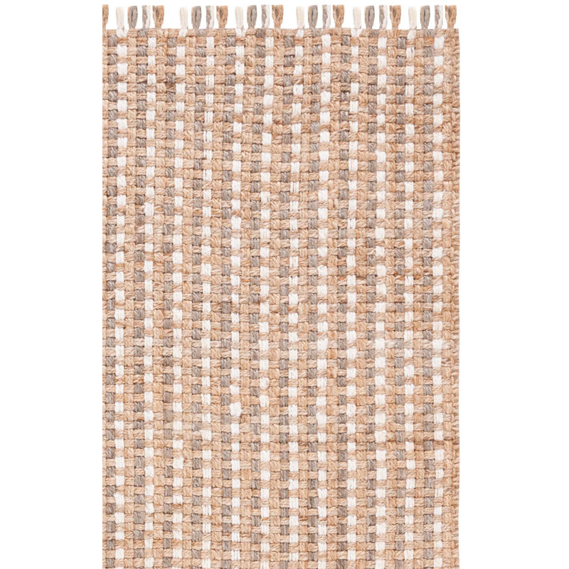 Tapis beige / brun en jute tissé à plat à la main Keshanda, Rectangle 3 pi x 5 pi