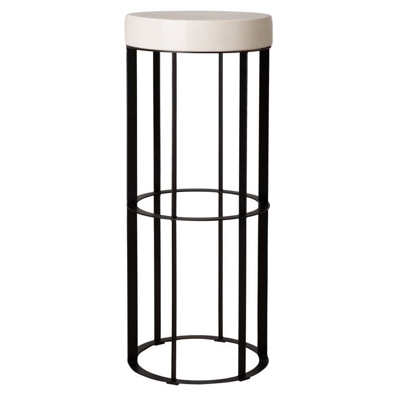 Support pour plante rond à piédestal, Blanc, Noir