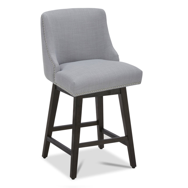 Shurma Swivel Upholstered Counter Stool, Light Gray