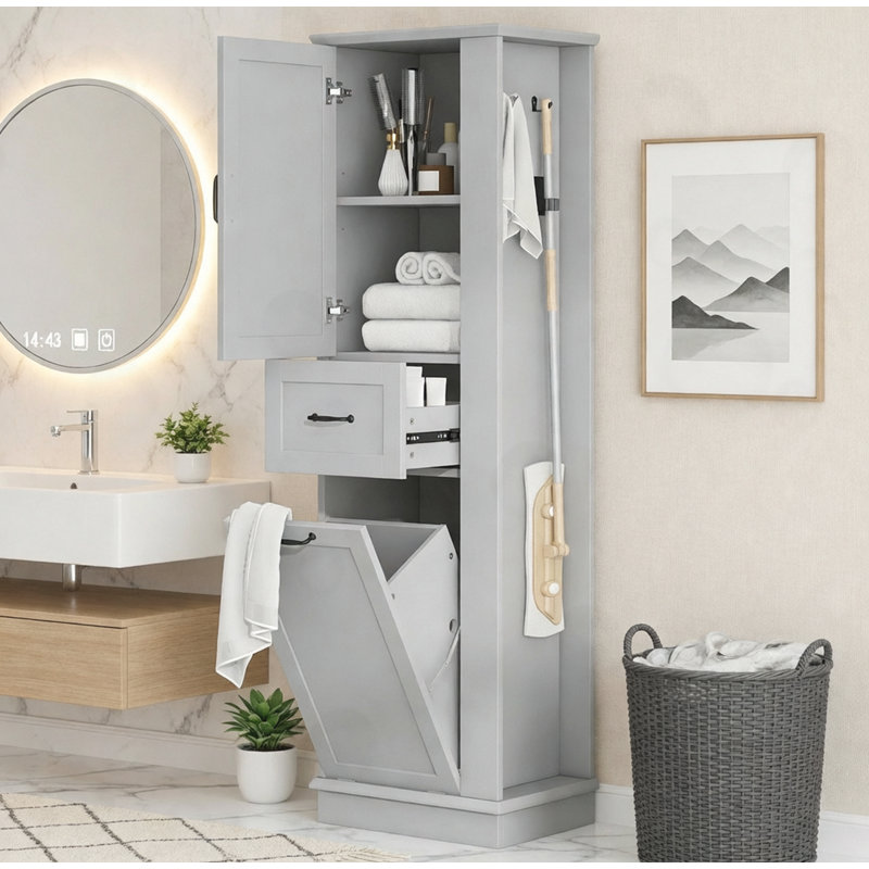 Tall Storage Cabinet with Adjustable Shelves, Gray