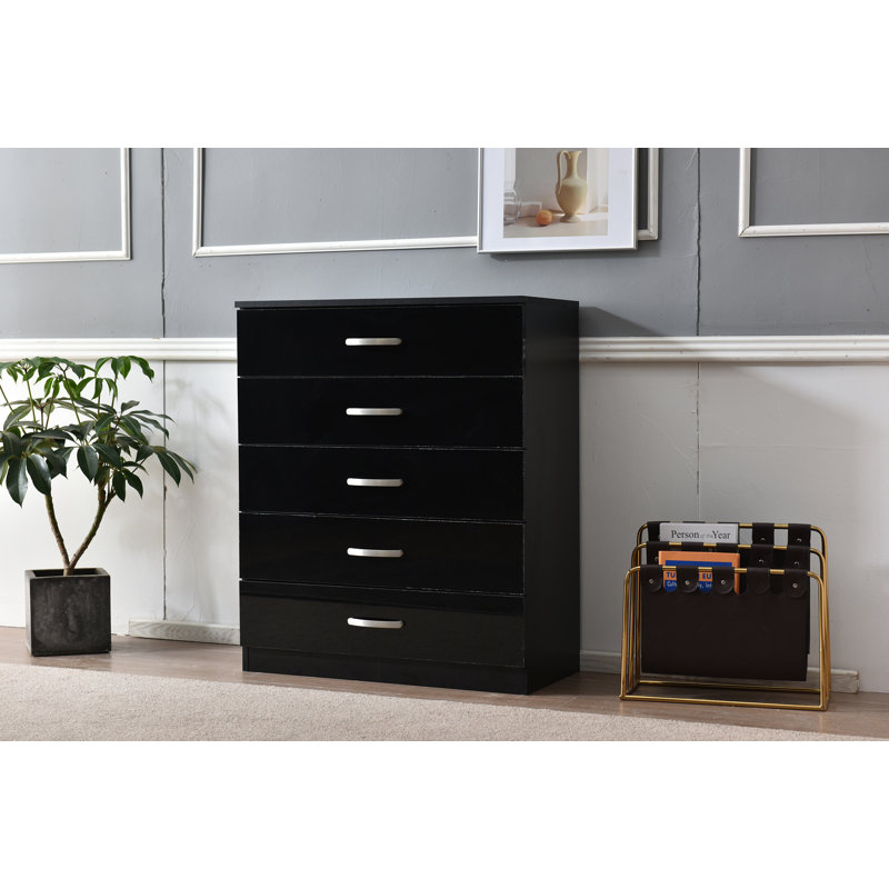 Everleaner 5 - Drawer Chest of Drawers, Black